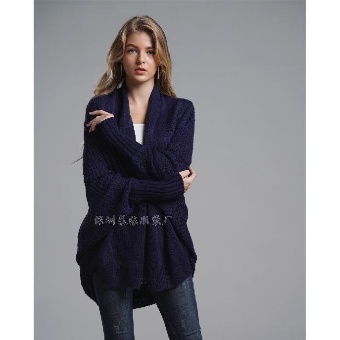 13 Farben 2024 Herbst/Winter Neu Fledermausärmel Groß Lang Einfarbig Gestrickter Cardigan Mantel Damenpullover