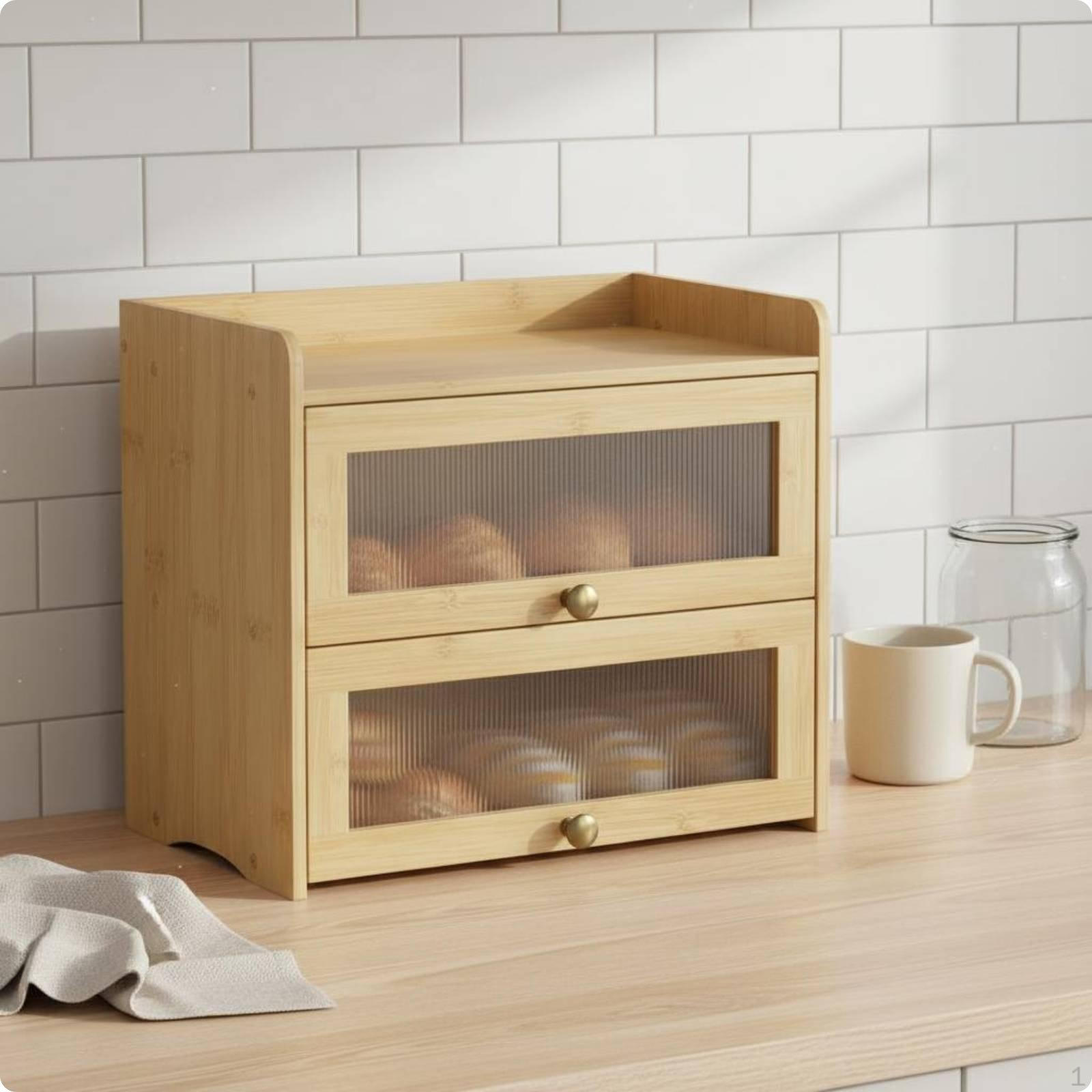 Bread Box with Drawer Spice Rack