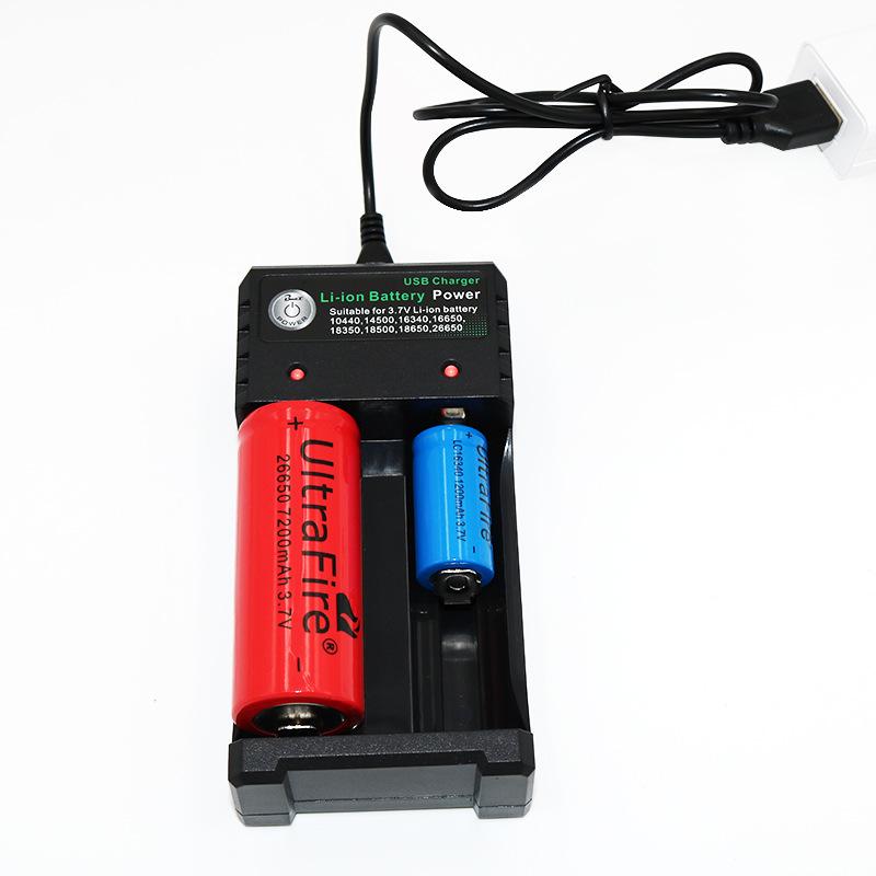 Dual Slot USB Charger & High-Brightness Flashlight for 3.7V 18650 Batteries