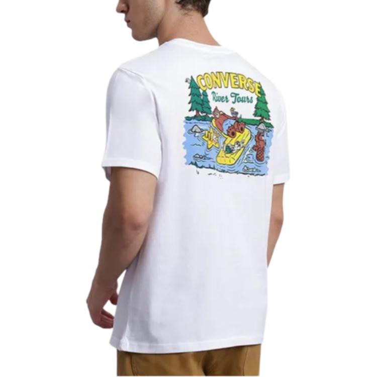 Converse HIGH SUMMER RIVER TOURS T Shirt Men's White 10026675-A02
