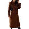Women's Long Wool Blend Coat Double-Breasted Trench Coat Casual Notch Lapel Peacoat Fall Winter Overcoat