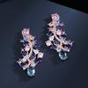 Idyllic Sapphire Tassel Earrings Cold Wind Jewelry Colored Zircon Earrings Long Ear Clips