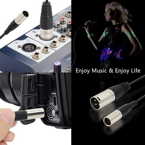 MEIRIYFA Mini XLR Microphone Cable, 3-Pin To 3-Pin for BMPCC 4K Camera, Video Assist 4K & 8K (1ft/0.3M)