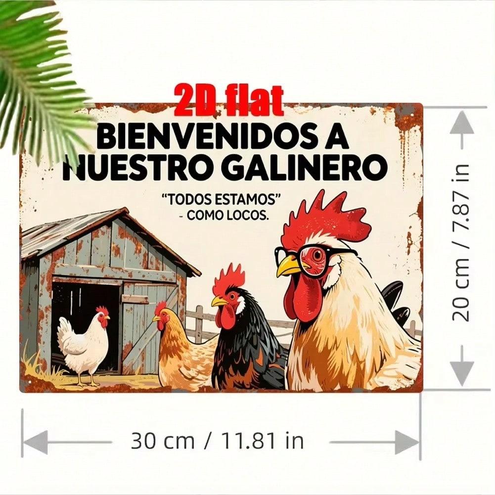 Spanish Chicken House Metal Sign 2D Farm Wall Art for Home Decor Garden Ranch Gift