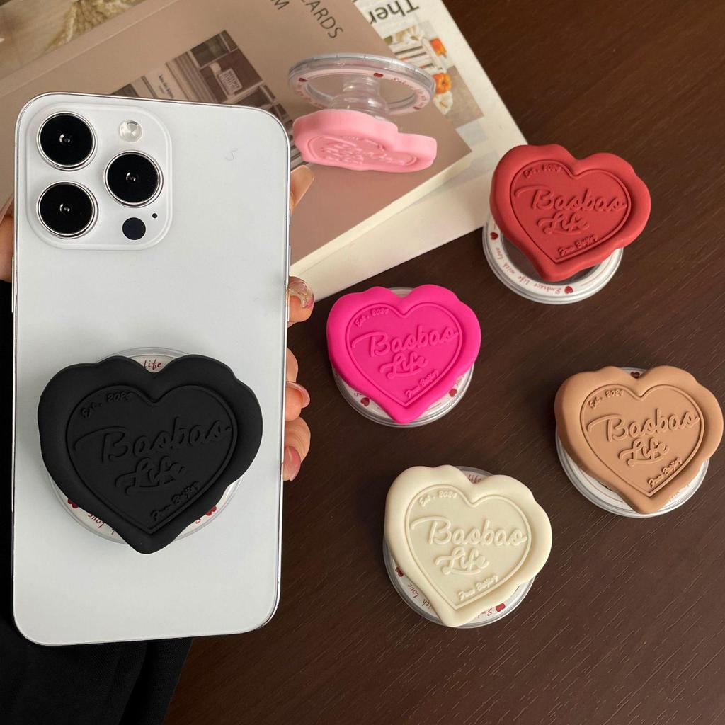MagSafe-Compatible Silicone Heart Stand with Strong Magnetic Hold and Retractable Airbag Design for Desktop Use