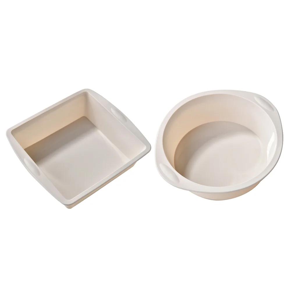 2Pc Silicone Cake Mold Tray Pans Round Square Baking Mold Kitchen Silicone Nonstick Baking Pans Reusable Cake Pans Bakingt Tools