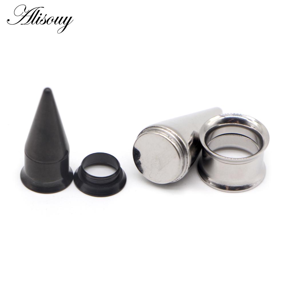 Alisouy 2PCS Stainless Steel Ear Plug Taper Tunnel Gauges Set, 2 In 1 Ear Expander Stretching Screw Kit Piercing Body Jewelry