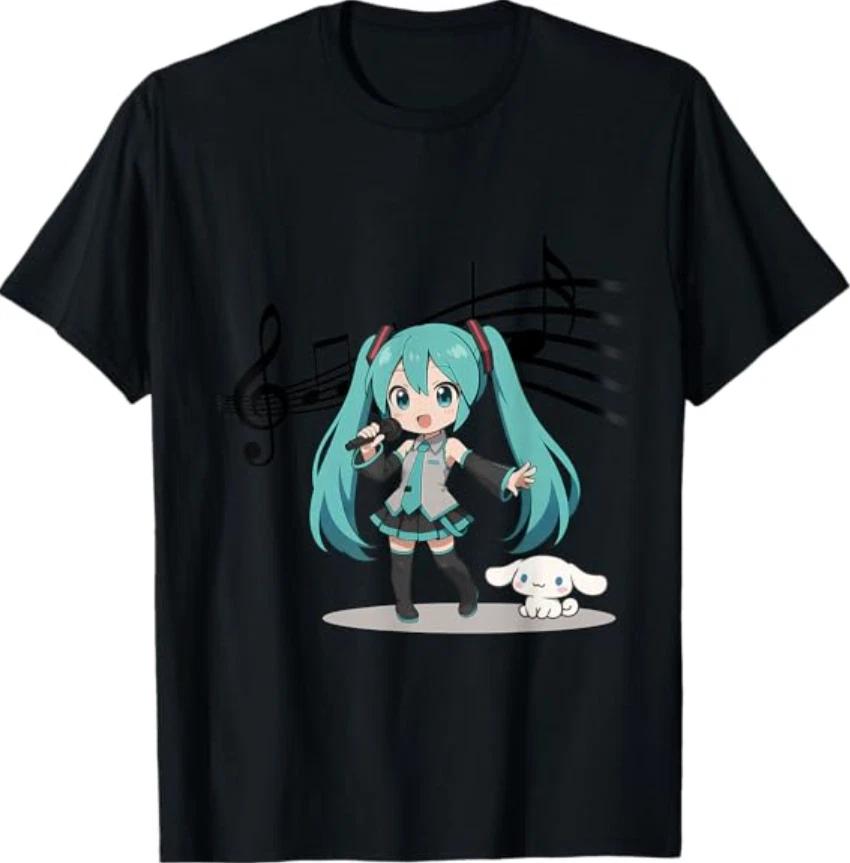 Anime Manga Girl Miku Singer Singing Music Lover Treble Clef T- Shirt M