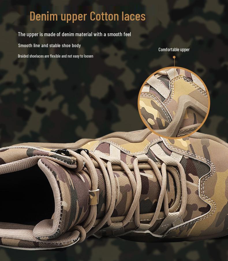 Men's High-Top Camouflage Martin Boots, Size 46: Non-Slip, Height-Boosting Tactical Hiking Shoes