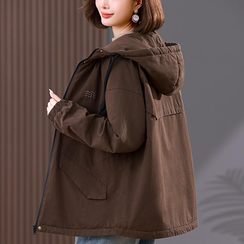 Women's Fleece-Lined Hooded Parka - New Winter Style, Warm & Casual for Middle-Aged Moms