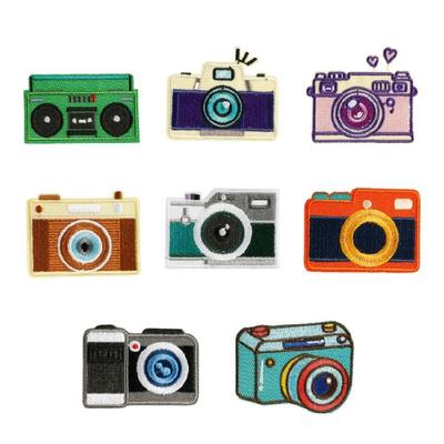 8 Pcs Colorful Embroidered Patches Sew On Patches Cartoon Camera Iron On Patches Clothing Patches Sewing Patches