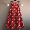 Damen Sommer High-Waist Vintage Elegant Blumenmuster Lang Maxi Rock