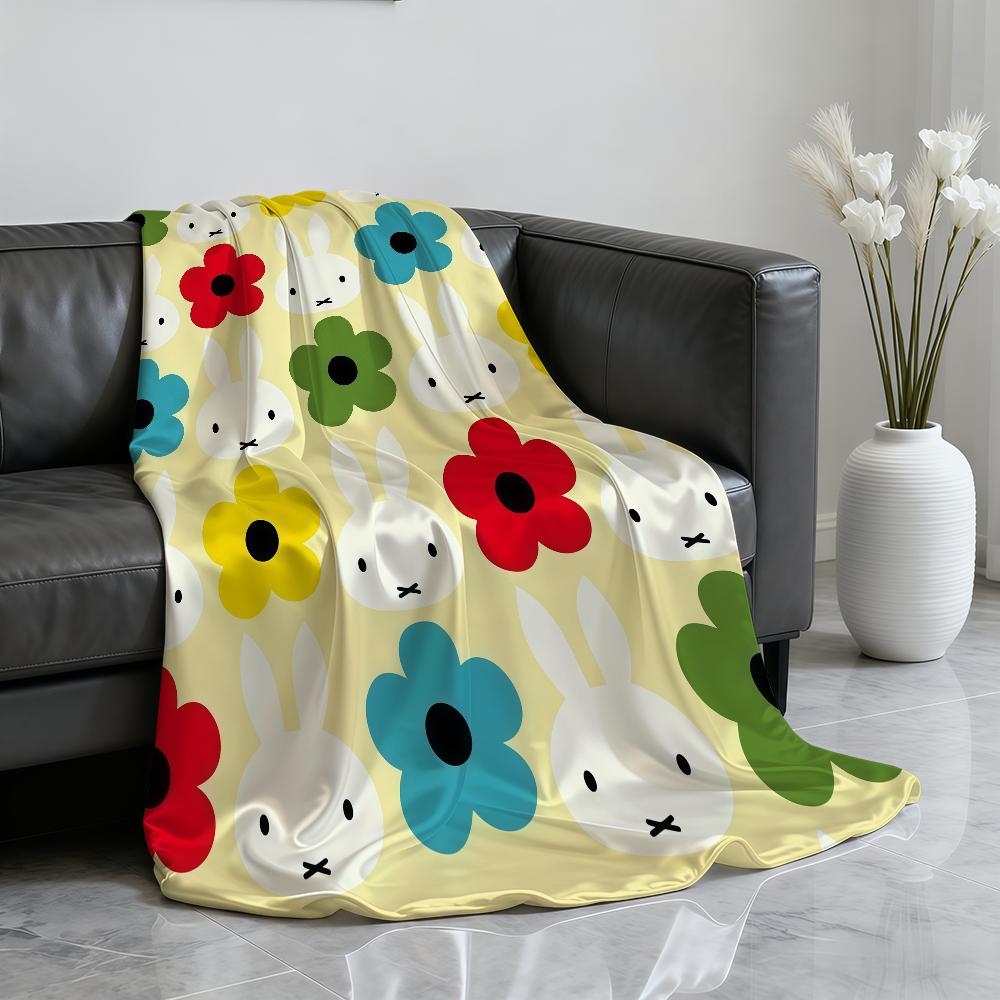Cartoon Cute M-Miffy Kawaii Blanket Soft Throw Blanket for Home Bedroom Bed Sofa Picnic Travel Office Rest Cover Blanket Gift