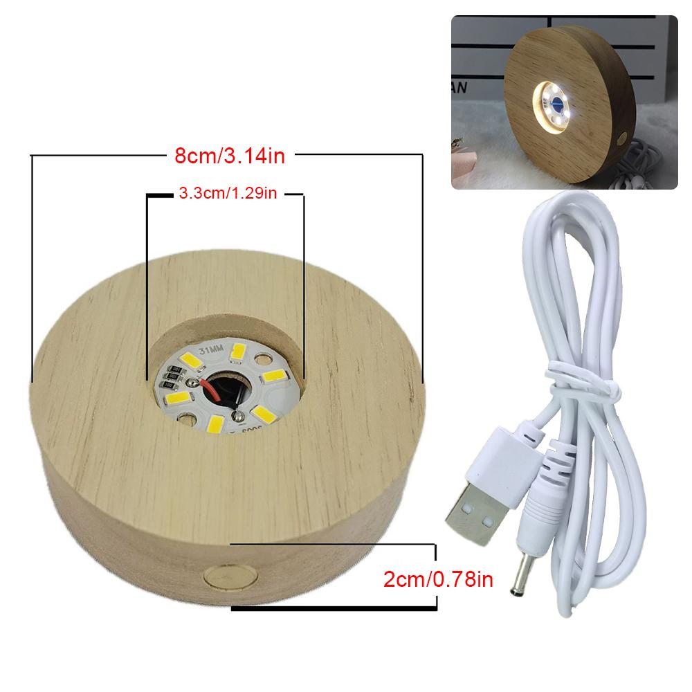 Wooden LED Light Dispaly Base Crystal Glass Resin Art Ornament Wooden Night Lamp Base LED Light Display Base Home Decor