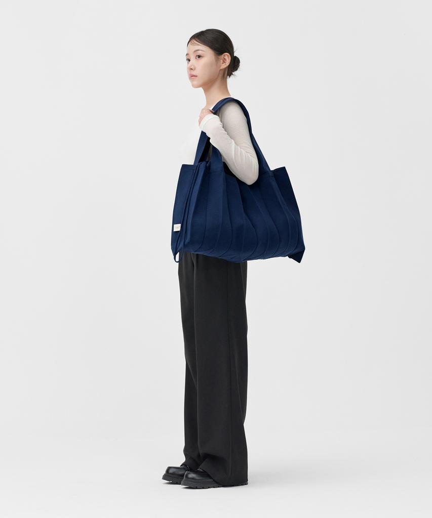 Pleatsmama Big Shoulder Bag Navy