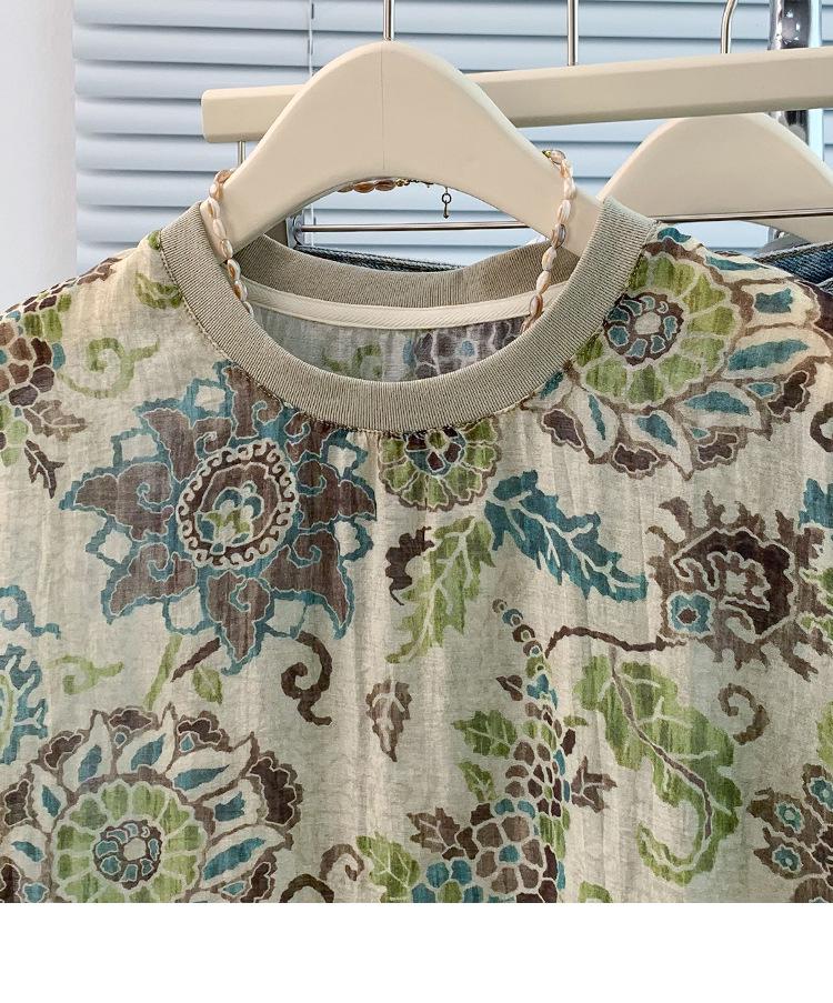 T-shirt da Donna a Maniche Corte, Stampa Retro, Vestibilità Larga, Cotone – Casual, Comoda, Alla Moda