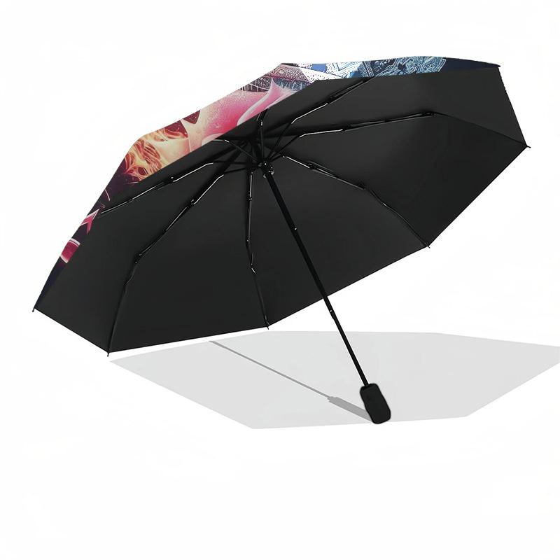 1pc Flaming Ice Rose with Crown Umbrella with Plastic Handle,Suitable for All Seasons Home Travel Outdoor UmbrellaDD1518