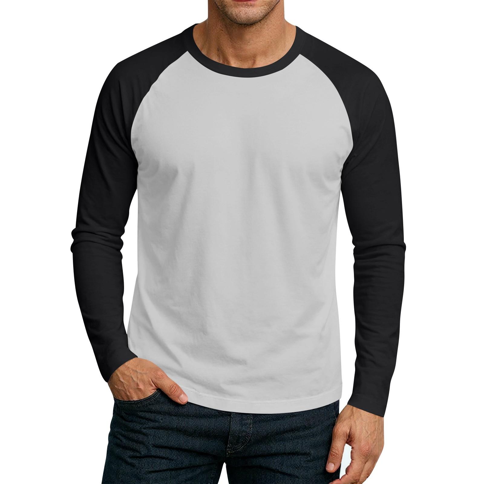 

Мужской топ-футболка с круглым вырезом и длинным рукавом XL чёрный