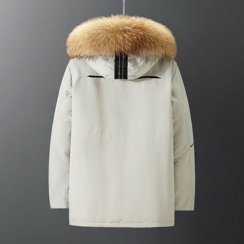 2025 Winter Men's Cold Protection Clothing Men's Short Outdoor Mid-Length Hooded Warm Jacket