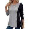 Women's Color Blocking Button Slit Casual Long Top