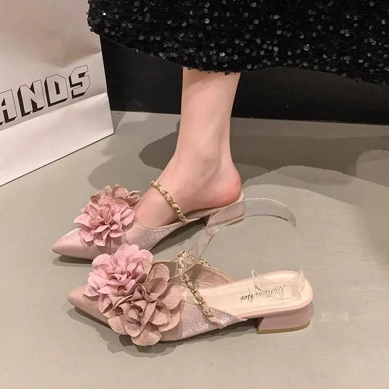 Fashion Women's Slippers and Ladies Sandals Flowers Slides Shoes Outside Elegant Fashionable 2025 Trend Summer Sale Designer Luxury Chic