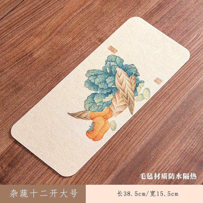 Miscellaneous Vegetables Rectangle Tea Table Mats Luxury Drink Coaster Household Dinner Table Cloth Mat Tea Ceremony Ornaments