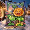 Plants VS Zombies Pattern Blanket for Home Decoration, Bed, Sofa, Car Travel, Camping, Suitable for All Seasons, Birthday Christmas Gift