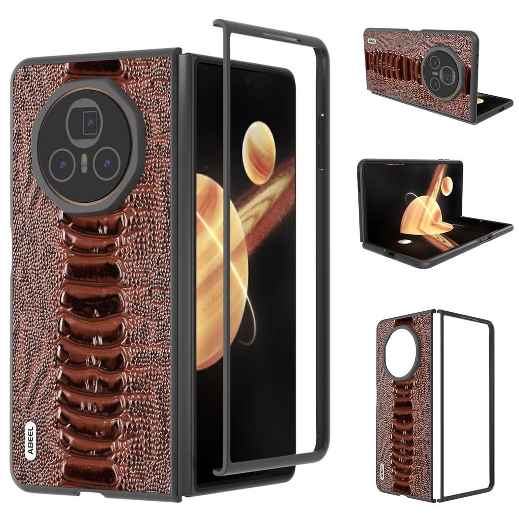For Honor Magic V3 5G Case Genuine Cow Leather Coated Hard PC Phone Cover