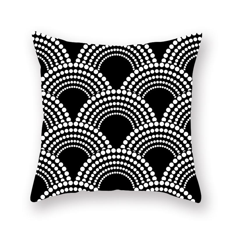 45x45cm Black Geometric Printed Pattern Polyester Cushion Cover for Home Living Room Sofa Decoration Throw Pillow Pillowcase