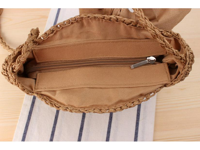 Niedliche Schleife Häkeln Umhängetasche Rund - Handgefertigt Gewebt für Strand, Alltag oder Freizeit