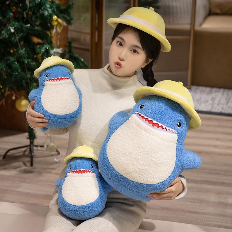 Cute Hat Shark Doll Plush Toy Blue Shark Doll Home Sofa Pillow Girl Rag Doll