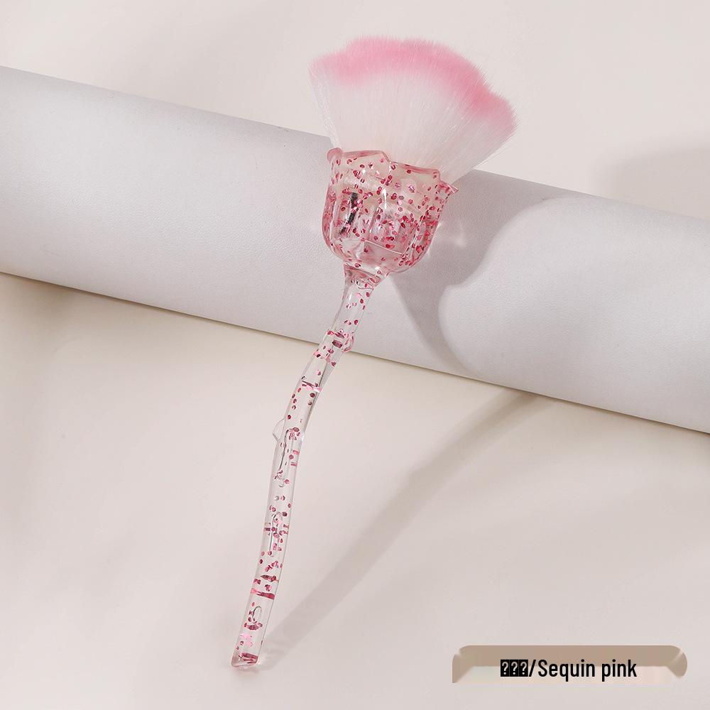 Rose Nail Art Dusting Brush with Soft Bristles - Multiple Colors Available