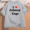 I Love Johnny Cage Men's Cotton T-shirt Short Sleeves Unisex Man Clothing Streetwear Graphic T Shirts Oversized Male Clothes