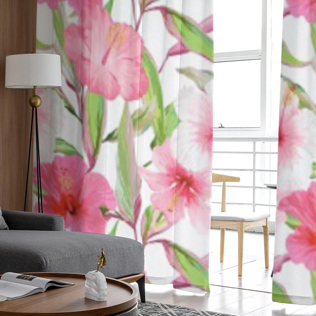 Tropical Flowers Leaves Sheer Curtains for Living Room Transparent Tulle Window Curtain Bedroom Kitchen Home Decor Veil Drapes