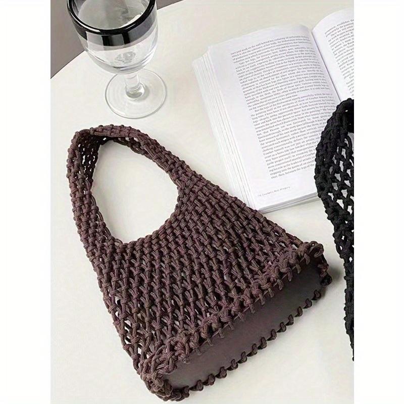 

Цельный набор полиэстеровой нити крючком сетчатый низ века многоцветный однотонный плетеный шнур ручная сумка с ромбовидным узором легкий портативный коричневый