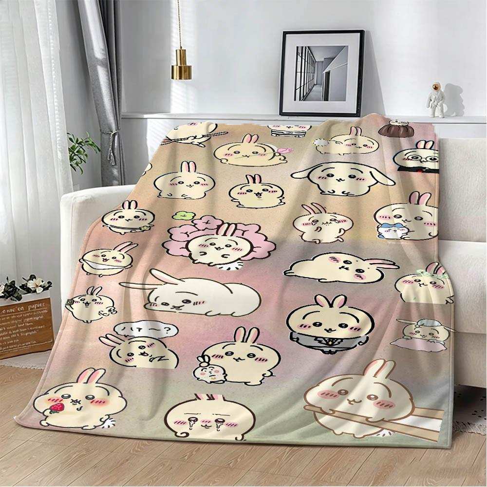 Cute Kawaii C-ChiikawaS Cartoon Movie Flannel Blanket Soft Throw Blanket Art For Home Decor Bedroom Bed Sofa Picnic Fans Gifts