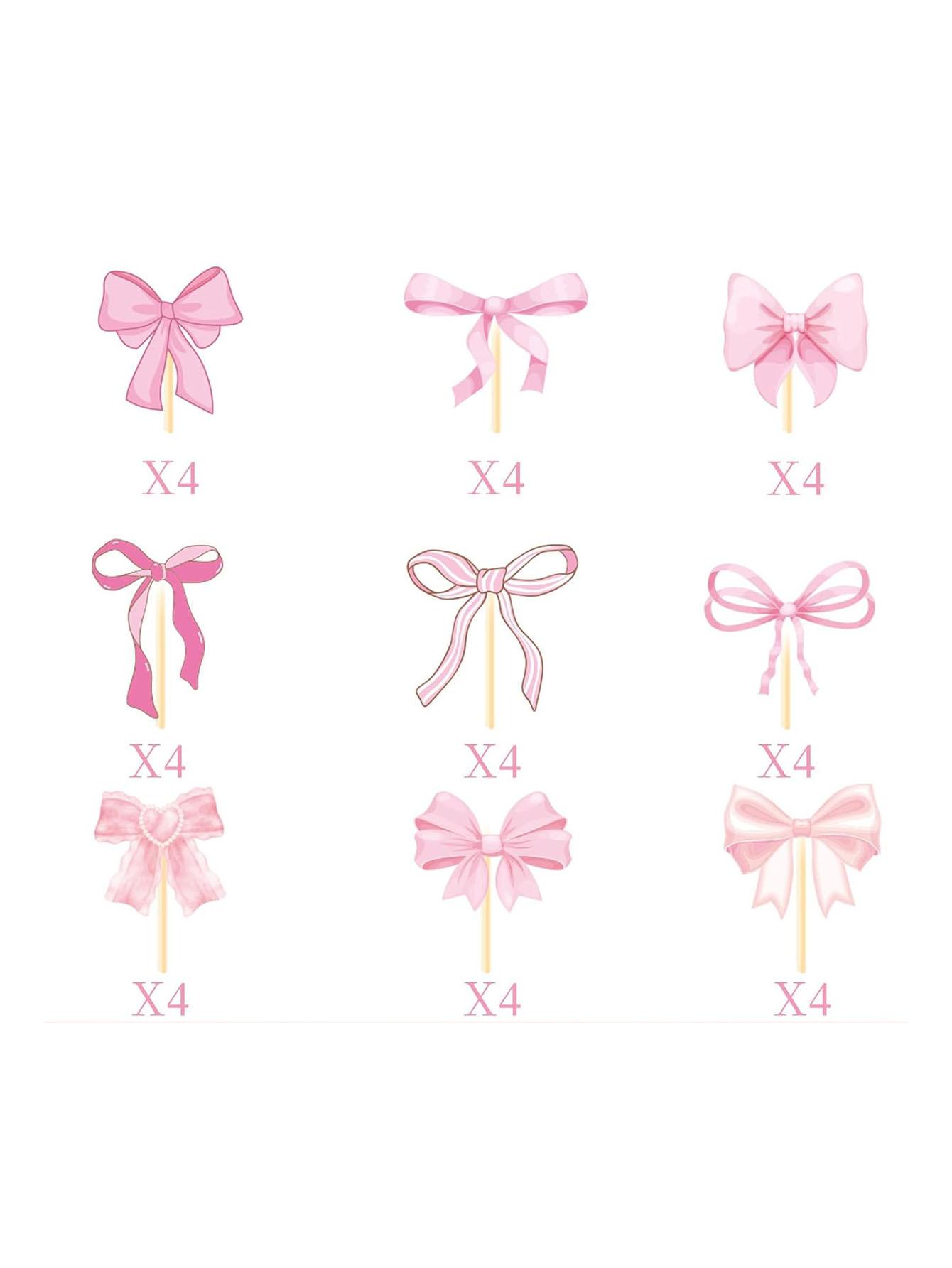 

36 шт. милых бантиков Украшают вечеринку Кексы Выпускной тематический реквизит Торт на день рождения Бантики Карточки для вставки