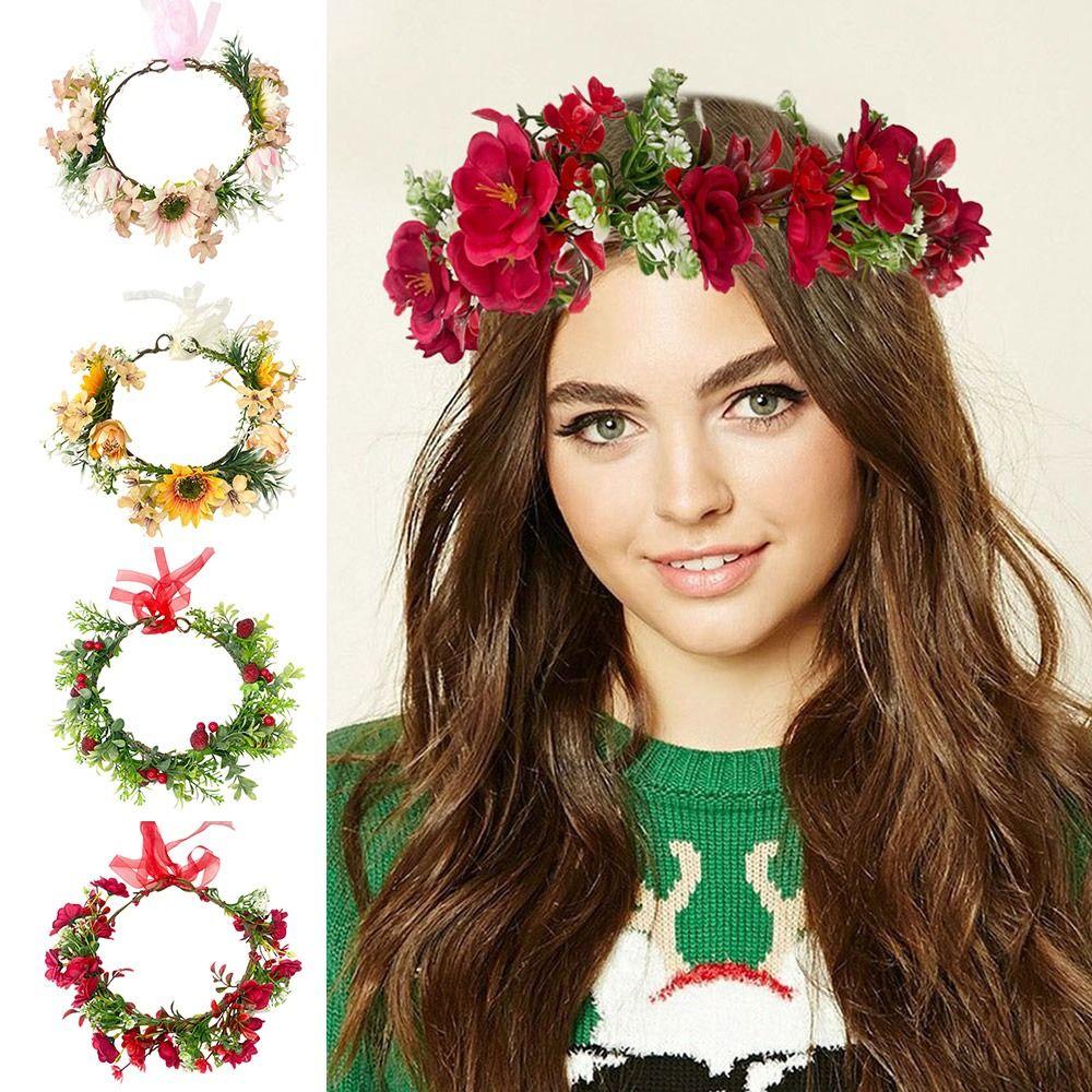 Fairy Sunflower Wreath Forest Hair Accessories Elf Princess Headbands  for Halloween Cosplay