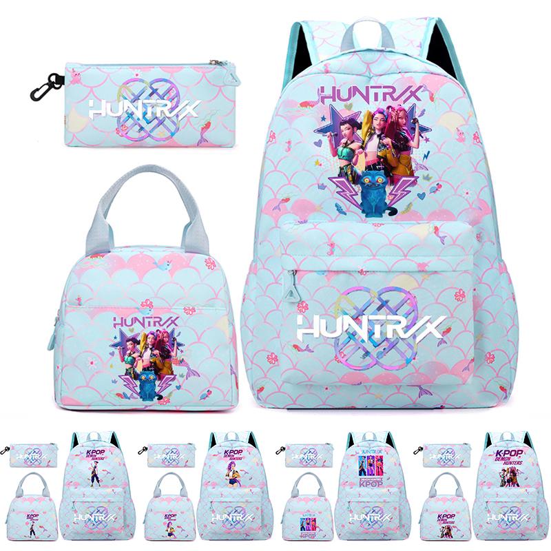 3 Stück/Set Anime Niedlich Kpop Bedruckter Rucksack Handtasche Federmäppchen für Teenger Studentin Student Junge Schultasche Kinder Schultasche Große Kapazität Reisetasche Geschenk