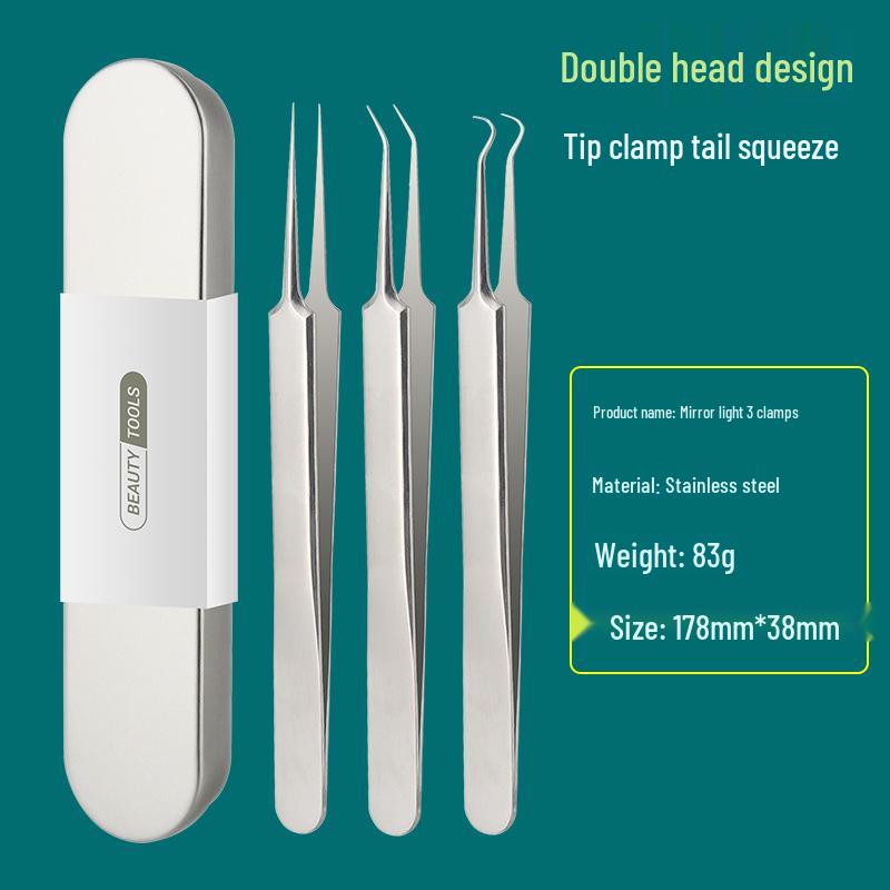 Precision Acne & Blackhead Removal Tweezers Set - Pimple Needle and Squeezing Tool