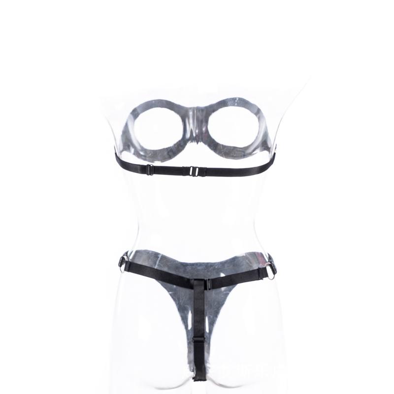 Sexy Temptation Lingerie Open Cup Bustier Set s koženým bondage oblečením pro fetiš BDSM Bundle pro dospělé sexuální hračky