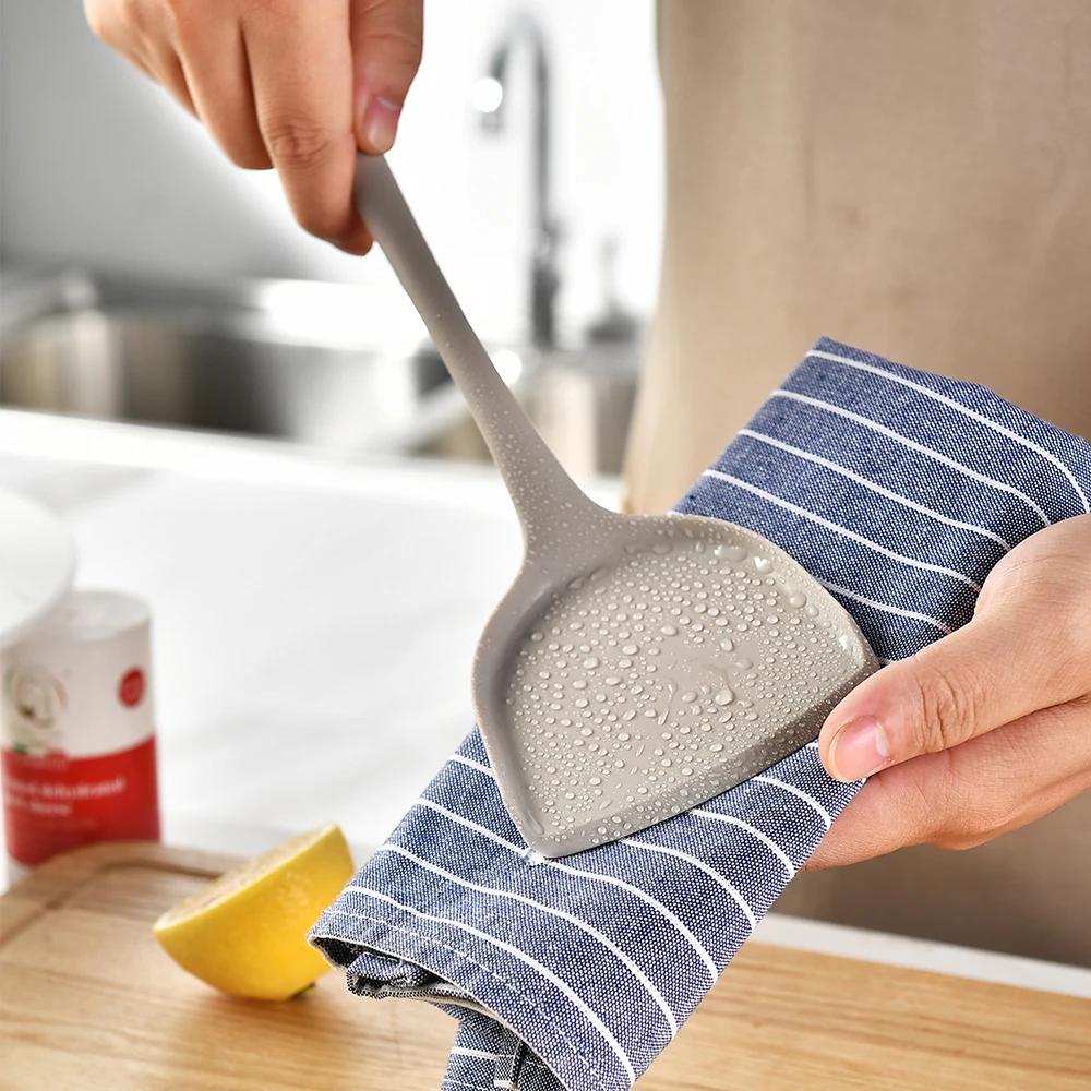 15Pcs Khaki Food Grade Silicone Kitchen Cookware Utensils Turner Spatula Soup Spoon Practical Cooking Tool Kitchenware Set cachi