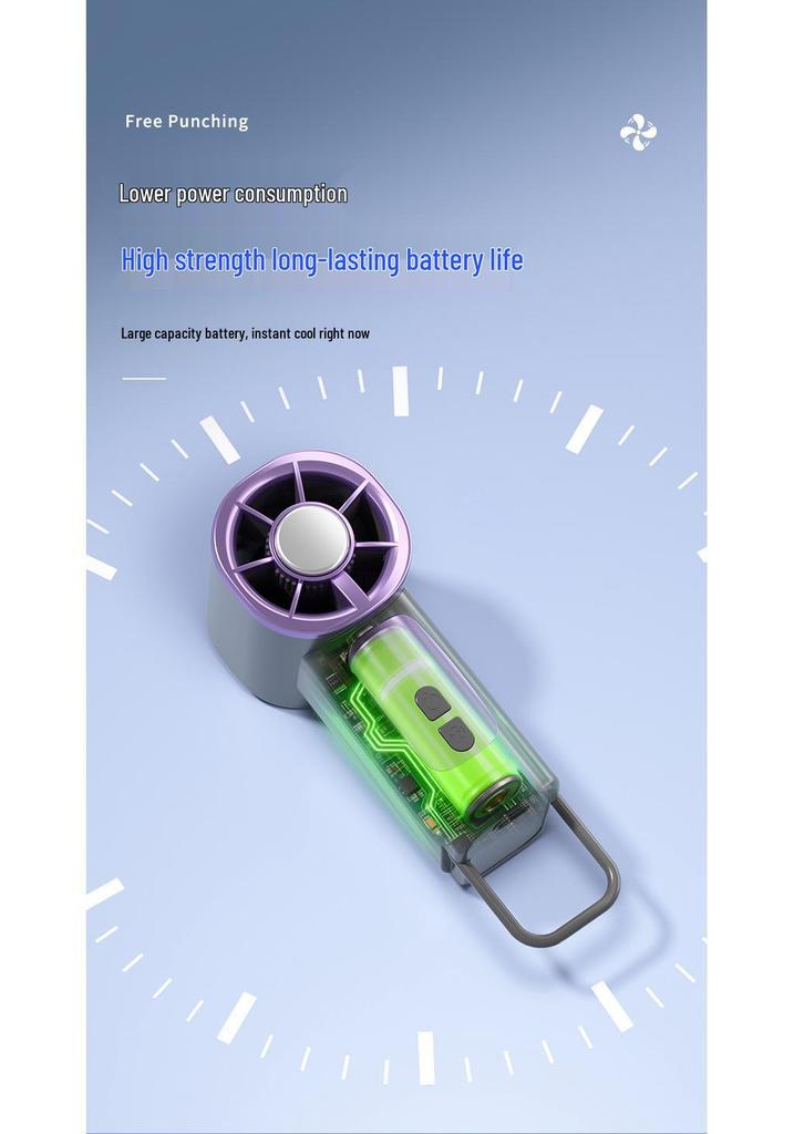 Rechargeable USB Handheld Mini Fan with Digital Display & Ice Pack Pocket