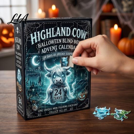 Christmas Tree Hanging Sheets 3D Highland Cow Advent Calendar 2026, Countdown with Cute Holiday Home Decorations Farm Cattle Mini Figurines