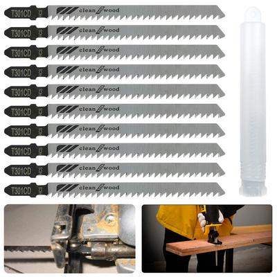 10Pcs T301CD Jig Saw Blades HCS T Shank Fast Down Cut Worktop Wood Cutting DIY Power Tool Multitool Jigsaw Blade Set
