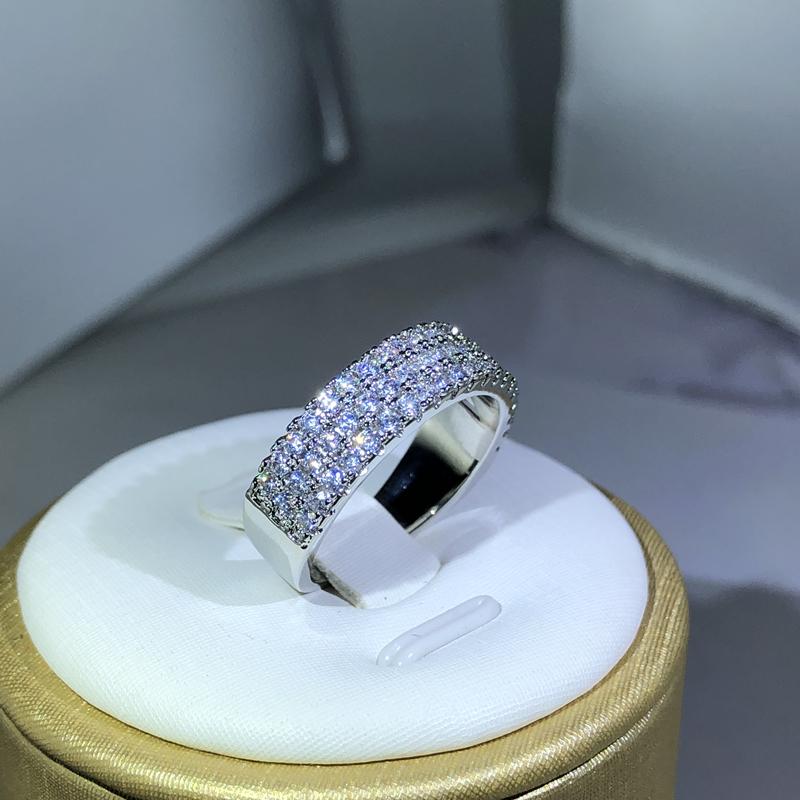 CopperInlaid With White Zircon Ring Fashion Ladies Half Ring Party Cocktail Party Jewelry Gift