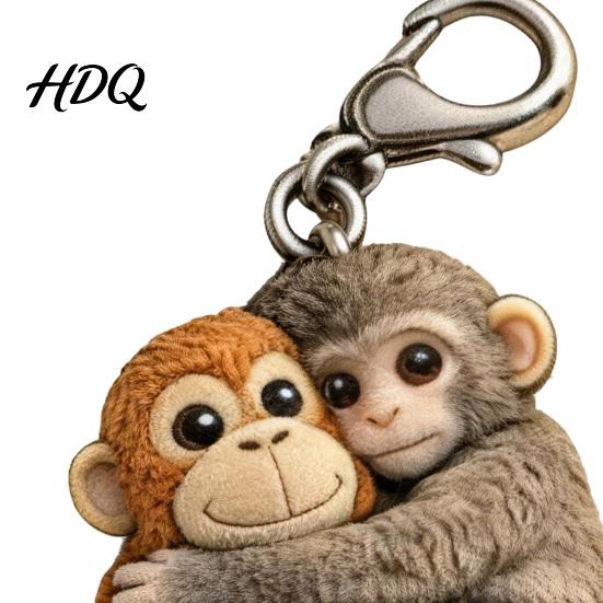 Lightweight Decorative Charm Little Monkey Pocket Hug Token Cute Holding Plush Toy Keychain for Holiday Parties with Card Inspirational Keepsake