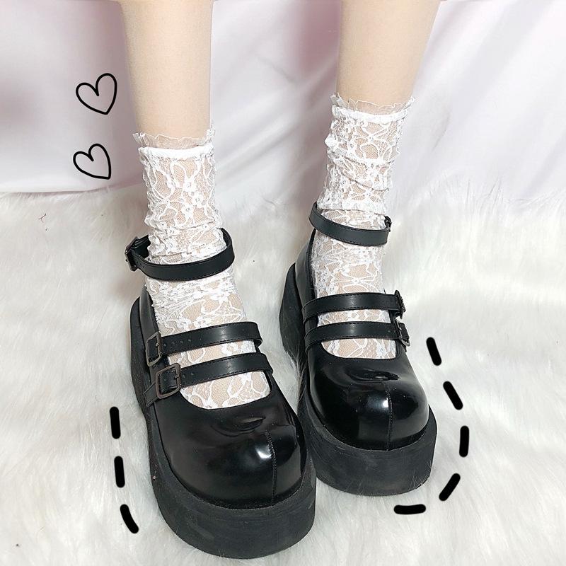 Women's White Lace Mesh Mid-Tube Lolita Socks - Breathable, Thin, Japanese Style with Hollow Flower Design