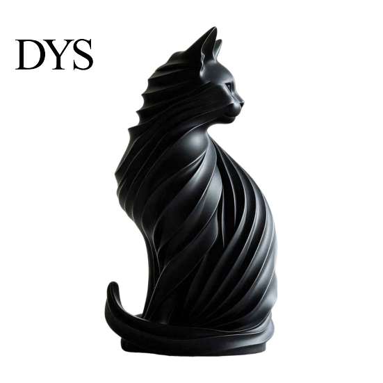 Decorative Sculptures for Modern Interior 3D Printed Cat Sculpture, Style Matte Statue, Black And White Art Decor Table PLA Ornament Home Aesthetic