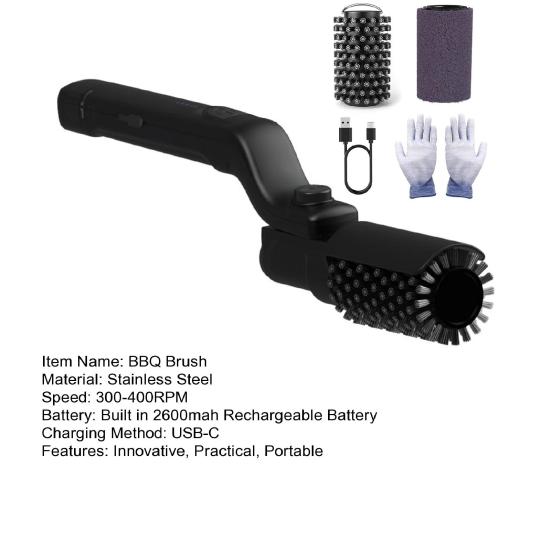 Elektrische Grillbürste mit verstellbarem Schwenkkopf, 3-Gang-Motor, rotierend, kabelloser Grillreiniger, wiederaufladbar, wasserdicht, BBQ-Reiniger